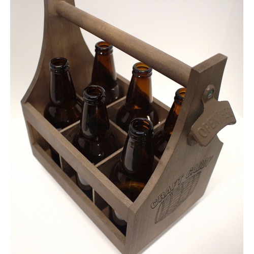 Wholesale Handcrafted Pine Wooden Beer Caddy With Handle