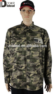 100%cotton camo embroiery/printing long sleeve shirt