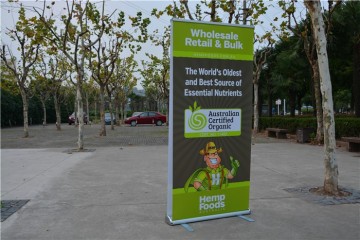 outdoor folding screen banner stand with spring and heavy iron foot