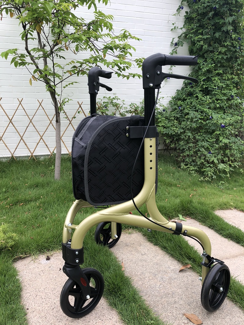 New! TONIA Aluminum Rollator Walker with 3 Wheels Ultra Compact Size for Storage TRB01champagne