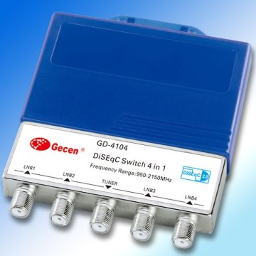 zhuhai gecen Hi-isolation and short-circuit protect 4 in 1 DiSEqC switch GD-4104 hot sale