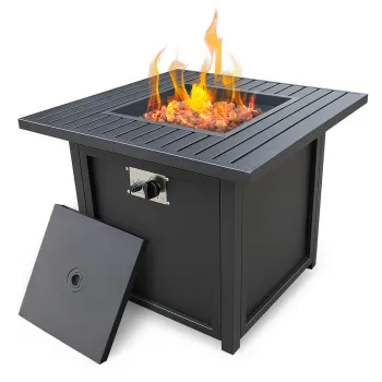 28'' Gas Fire Pit Table with 50000 BTU Burner, Includes Lava Rocks - Perfect for Outdoor Garden and Camping