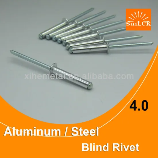 Open type aluminium blind rivet with steel stud