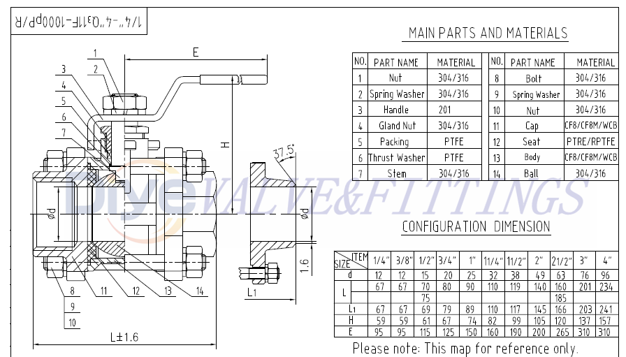 3PC BALL VALVE 304