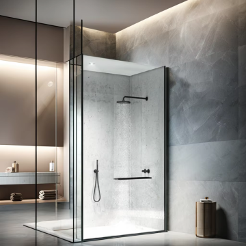 Black Aluminum Alloy Profile 6mm Tempered Glass Bathroom Shower Door