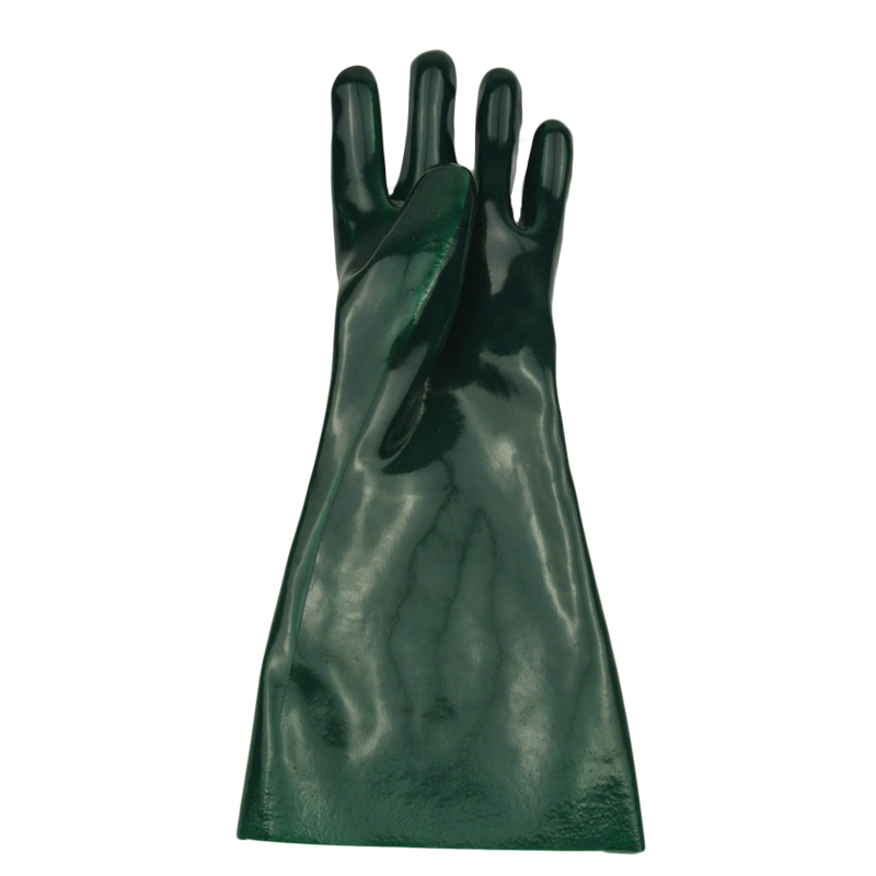 PVC coated green oil resistant long protective gloves