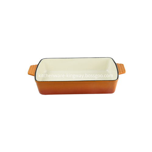 Yellow Enameled Cast Iron Rectangular Dish