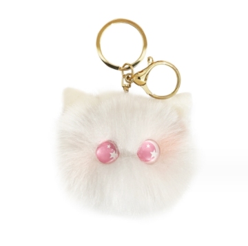 Cute Plush Kitten Head Keychains: Creative Cartoon Design for Car, Bag Accessories & Fashion Gift