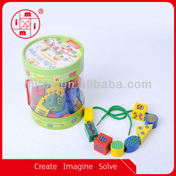 Yunhe factory wooden string blocks toys for girl