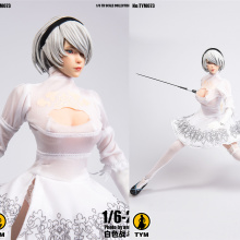 Cosplay 1/6 NieR Automata 2B TYM073 Female White battle Costume Skirt Clothes Clothing For 12" Pale Body