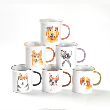 Copa de café caneca de animal fofo com aro colorido