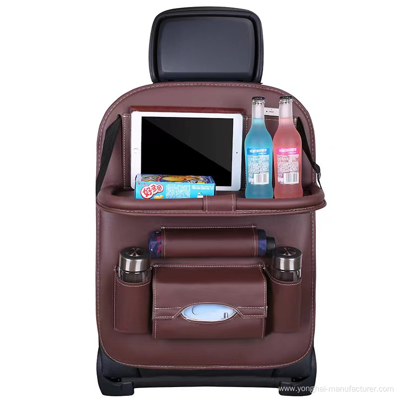 Car seat backrest folding table storage