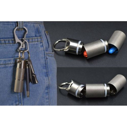 Waterproof Titanium Pill Holder with Keychain for Emergency