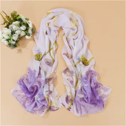 WJ1604 Women Peony Flower Chiffon Scarf Shawl scarves wholesale