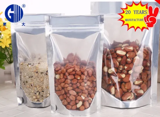 stand up zipper plastic food bag aluminum foil
