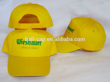 Yellow 5 panels baisic cap promotion cap cheap hat Blank caps