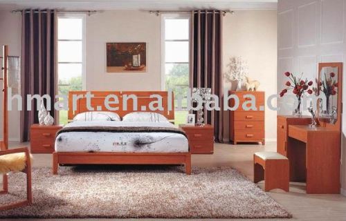 Solid Oak Modern Wood Bedroom Furniture Set