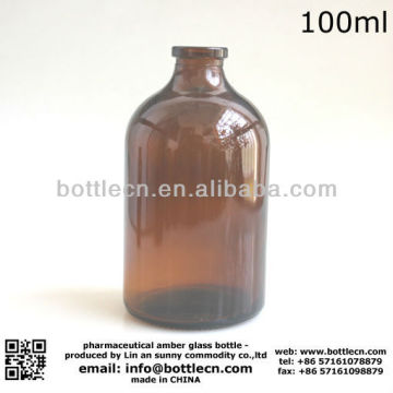 10ml/20ml/30ml/50ml/100ml amber pharmaceutical glass bottle jar