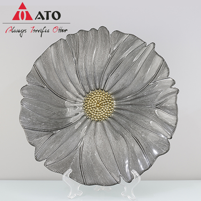 ATO Grey Flower glass plate Household Charge plate