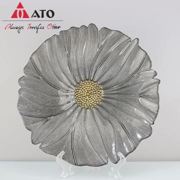 Ato Gray Flower Glass Plate Plate