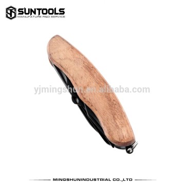 Small Black balde multi-function knife with wooden handle Anti-rust pocket knife with folding blade