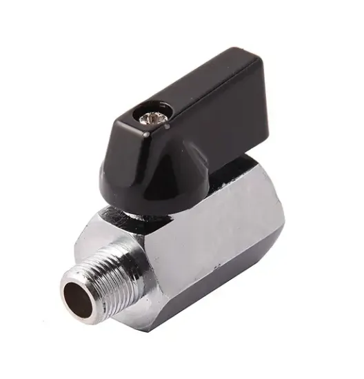 1/8" Brass Mini Ball Valve Nickel Plated NPT Female Male Shut-Off Valve Mini Ball Valve With Lever Handle