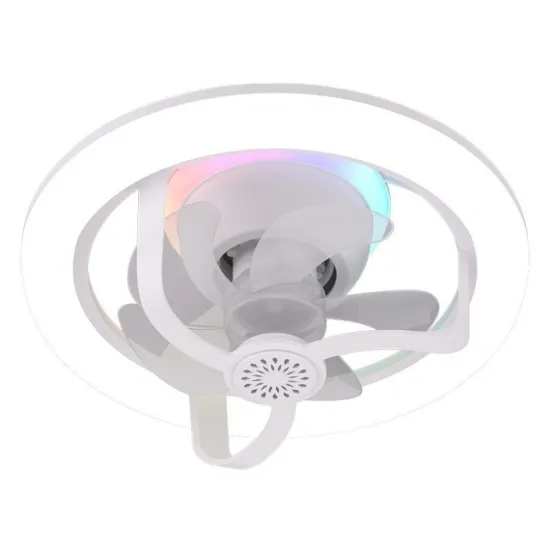 Smart E27 3-Color RGB Fan Light with Remote Control for Living Room and Bedroom