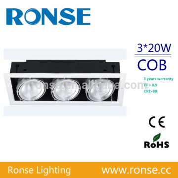 Ronse high brightness recessed led grille light 3 heads for office lighting(RS-2106-3(C))