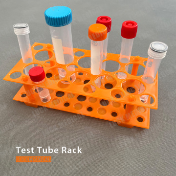 Tubos de teste de laboratório e rack de tubo de ensaio