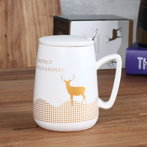 white deer coffee mug