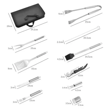 Outdoor Camping Accessories Portable BBQ Tools Set Stainless Steel BBQ Grilling Tools With Carry Bag