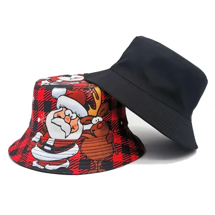 Santa Claus Pattern Fisherman Hat - Men and Women Outdoor Leisure Sun Hat