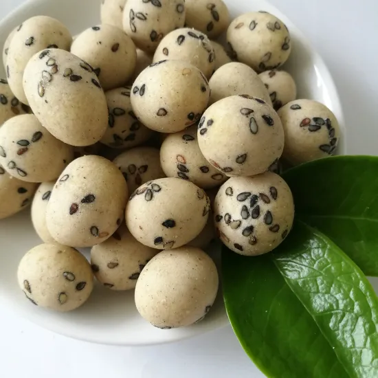 high quality black sesame flavored coated peanuts