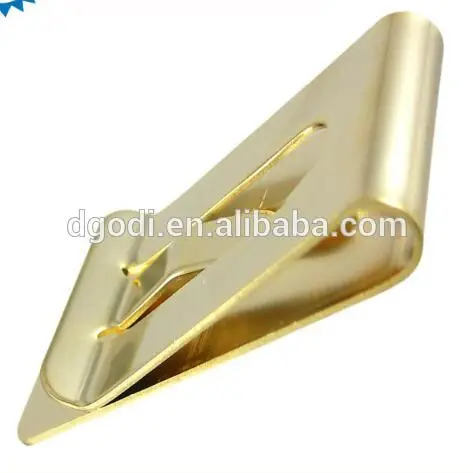 gold plated spring steel flat metal belt clip