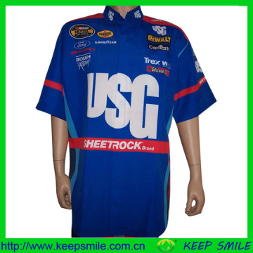 Dye Sublimation Printing Hidden Snap Club Pit Crew Shirts