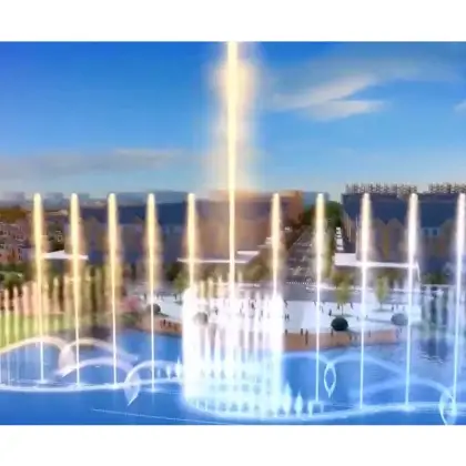 Large music dancing fountain show