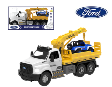 Licensed Ford Friction Tow Truck Toy with Police Car & Lights