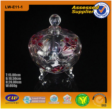 Colorful Glass Jar/ Glass Jar with Lid/ Glass Sugar Jar (LW-E11)