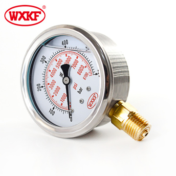 High quality 3inch 80mm stainless steel 0-15 PSI pressure gauge 1 bar