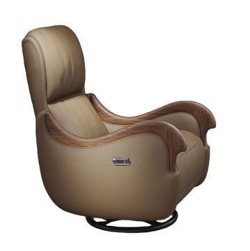 Kursi sofa fungsional GN-006 yang dipatenkan dengan setengah kulit dan sandaran kayu