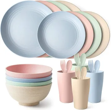 28pcs wheat straw tableware dinnerware