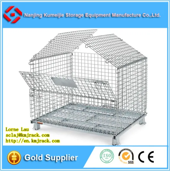 Collapsible Galvanized Rigid Wire Container with Lip
