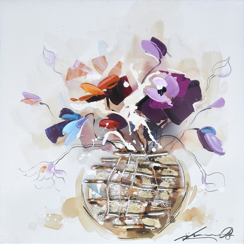 Lavish Flowers In Vase Oil Painting