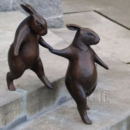 Hot Casting Lovely Bronze Animal Sculpture Copper Brass Peter Rabbit Statue