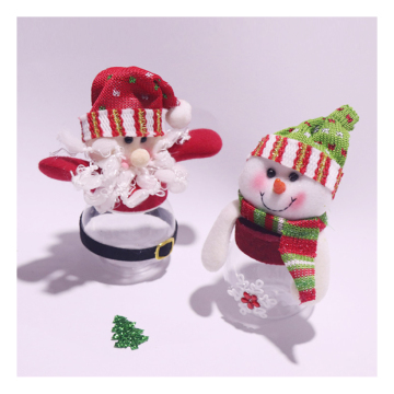 Cute Plush Santa Snowman Elk Ornaments - Christmas Cookie Candy Jar with Lid