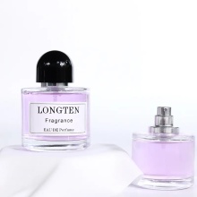 50 ml redonda y botella de perfume de vidrio cosmético transparente vacío