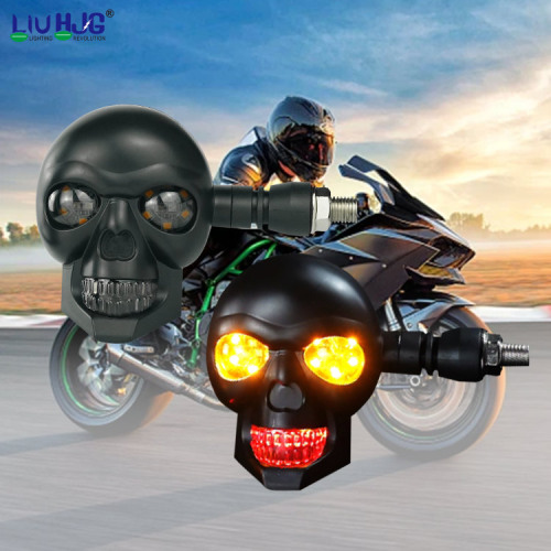 Skull Design Motorcycle Led Turn Signal Lights