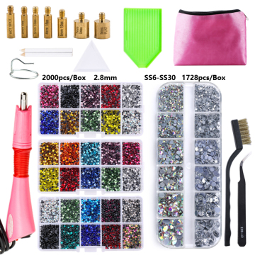 QIAO Hot Fix Strassestones Set mit EU/US -Plug -Hotfix Applicator