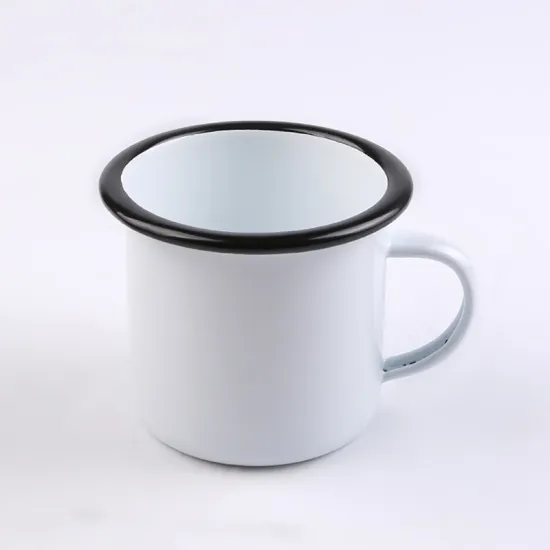 Hot Sale Painted Rim Sublimation Travel Ceramic Like Enamel Mugs