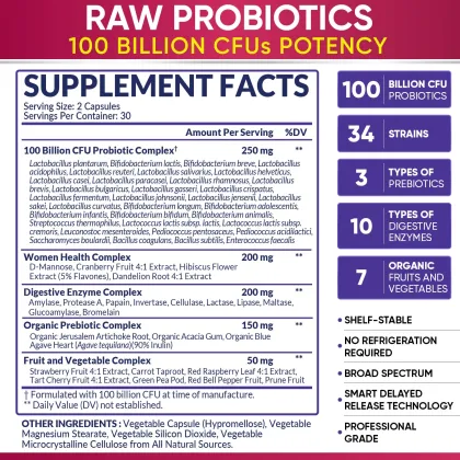 Probiotics for Women 100 Billion CFUs with Prebiotics